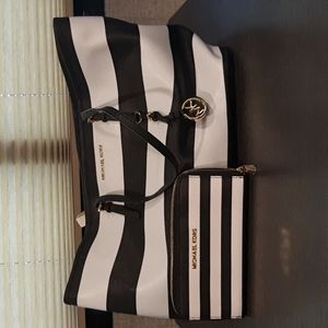 Michael Kors canvas tote and wallet